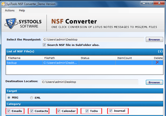view nsf conversion